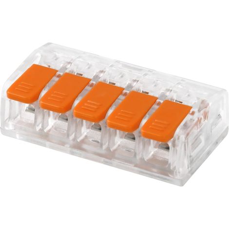 50pcs 50 Pcs Lever Connector Terminals - Quick and Compact Electrical Connectors for All Wire Types (0.2-4mm²), Reusable Connection Terminals, Transparent/Orange (1/5)