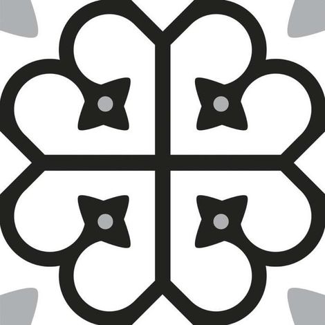 Sticker adhésif - Noname - Motif floral noir et blanc - Vinyle - 15x15 cm - Salle de bain (1/4)