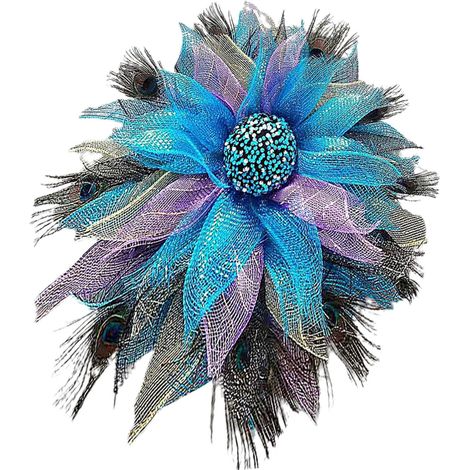 Imitée Décoration Délicate Bleu Plumage de Paon Guirlande en Tissu Ambiance Festive et Design Attrayant pour Salon ou Boutique pour Fêtes (1/5)