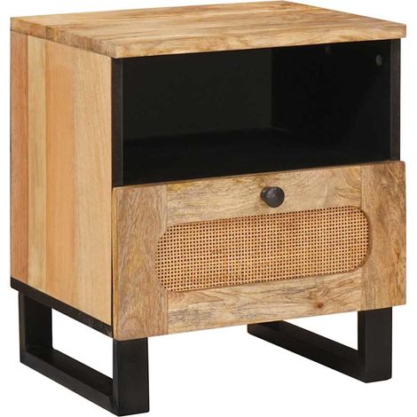 Lot de 2 Tables de chevet - Tables de nuit avec tiroir Naturel 40 x 33 x 46 cm fr34797 (1/5)