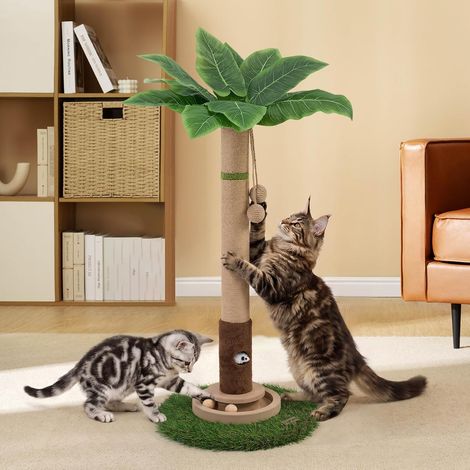 Arbre à chat de 89,9 cm de haut avec jouet pour chat, trou de souris et balle interactive en bois pour chatons, chats adultes (1/5)