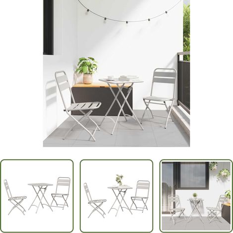 Terrasse - Ensemble bistrot 3 pcs Beige Acier (1/5)