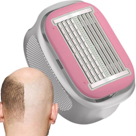 Rasoir manuel pour crâne chauve tondeuse de tête portable étanche appareil d'épilation ergonomique rose (1/5)