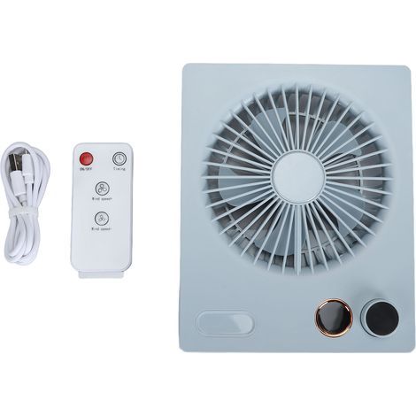 Ultra-thin rechargeable battery-powered desk fan with stepless speed control, blue (1/5)