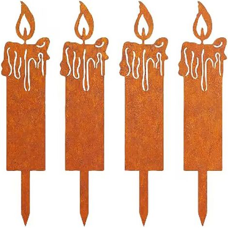Insert de sol décoratif rustique pour Noël avec 4 bougies, en fer forgé pour maison, jardin et extérieur