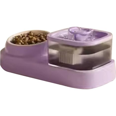 Fontaine à eau 2 en 1 pour animaux de compagnie, filtre automatique, abreuvoir silencieux pour chat, distributeur de nourriture pour animaux, abreuvoir filtrant à recirculation pour chat A (1/5)