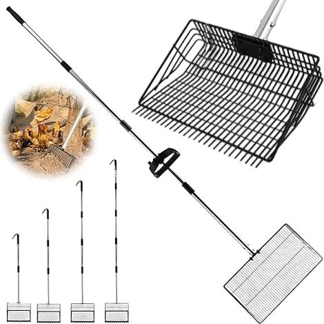 Chicken Poop Scoop 38cm with Handle 170cm Adjustable Chicken Coop Accessory 98-178cm Adjustable Sieve Cleaning Tool for Cleaning and Filtering in Chicken Coop (1/5)