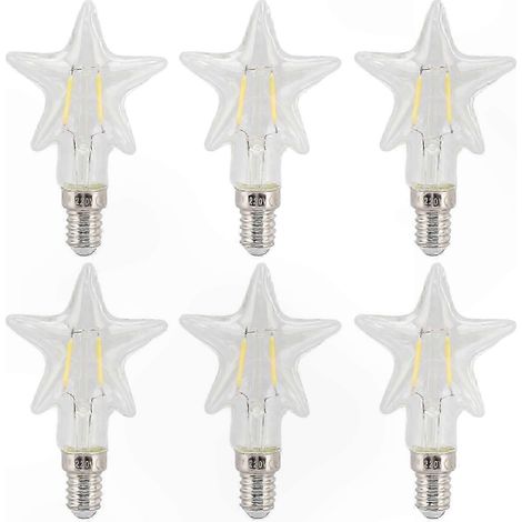 E14 LED-Lampe, 6er-Pack, 5-zackiger Stern, klar, warmweißes Licht (2700 K), augenschonende Dekoration, 220 V, 1,8 W (1/5)