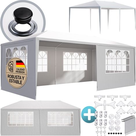 Casaria Pabellón Rimini Cenador 3x6m Carpa Plegable 18m² Protección UV 50 Resistente al Agua 6 Paredes Jardín Patio Eventos Blanco (protección UV) (1/8)