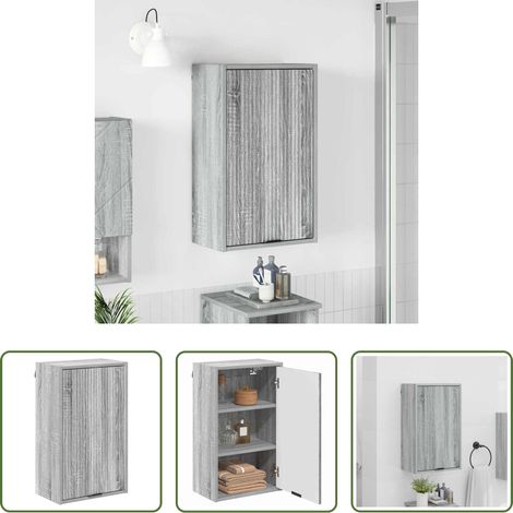 vidaXL Holzschrank - Badezimmerschrank Wandmontiert Graues Sonoma 39 x 23,5 x 65 cm (1/5)