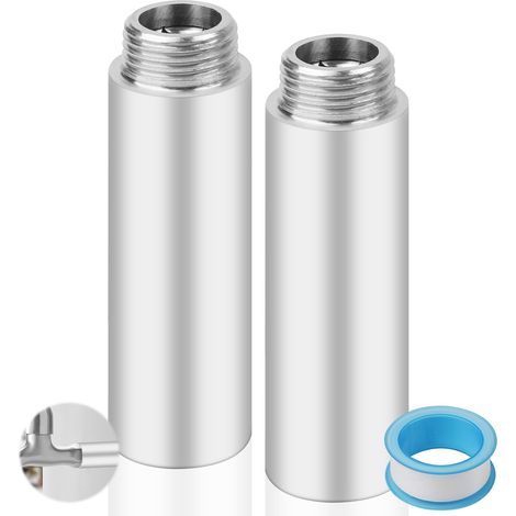 Lot de 2 Pièces Rallonge Robinet en Acier Inoxydable Dimension G1/2" x 80mm Raccord Fileté Rallonge de Robinet, Rallonge Colonne de Douche pour Robinet de Cuisine, Salle de Bain (1/5)