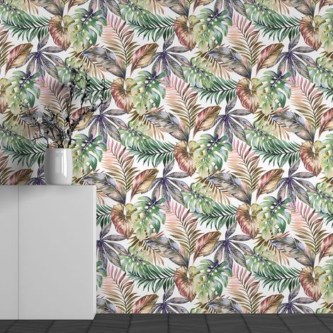 Papier peint panoramique - Motif Feuilles tropicales - 195 cm x 122 cm (1/3)
