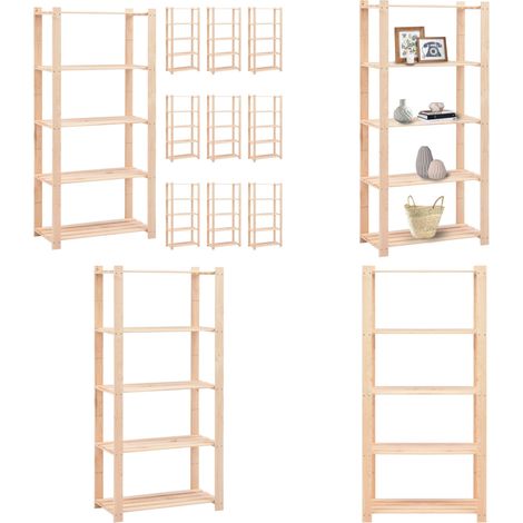 Étagères de rangement à 5 niveaux 10pcs 80x38x170 cm Pin 250 kg - Étagères De Rangement - Étagères Murales - Rangement Intérieur - Meuble De Rangement - Bibliothèque Industrielle - Home & Living (1/5)