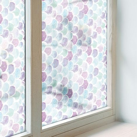 Fensterfolie 50x116 cm Blickdicht Dekorfolie PVC Dekorativ Folie für Schlafzimmer Selbstklebend Sichtschutz Fenster Milchglas Pastellfarbene Punkte