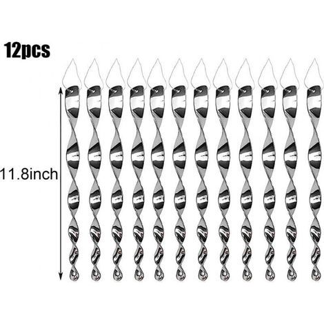 12 Pièces Répulsif Oiseaux Réfléchissants 360 Degrés Spirale Anti Oiseaux Protection Jardin Fenêtres (1/3)