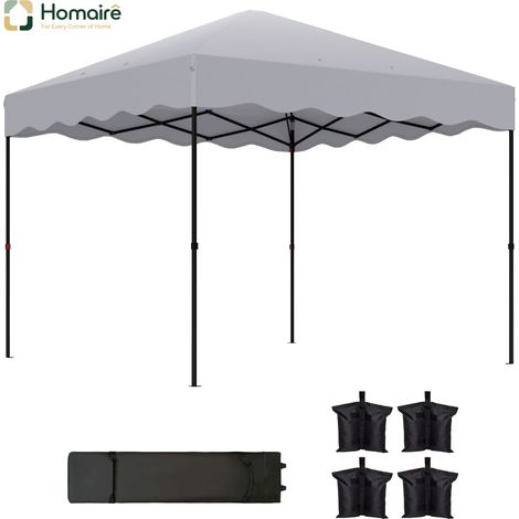 HOMAIRE Pavillon Faltbar 3x3m Wasserdicht Winterfest UV Schutz 50+ pour Camping et Jardin Hellgrau