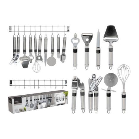 UTENSILIOS COCINA C/SOPORTE COLGAR 9PZ