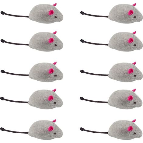 JeiibrZui Mausspielzeug für Katzen - 10 weiche Plüschmäuse für Kätzchen und Katzen - Realistisches Spielzeug, das den Jagdinstinkt anregt, natürliche Farben (1/5)