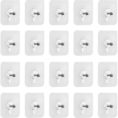 20 Pièces Accroche Tableau Sans Percer, Ganchos Adhesivos Para Cuadros Clous Adhésifs pour Cadres Photo Vis Adhésives Murales Détachables Pour Cadres Posters Photos Décoratives(Transparente) (1/5)
