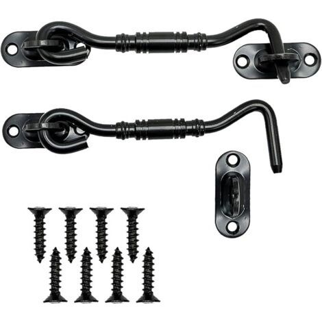 Ganchos de cierre für puerta de Edelstahl Schwarz con pestillos y pernos für cerraduras de Türen de granero, Bads, ventanas y Türen corredizas (10 cm) (1/5)