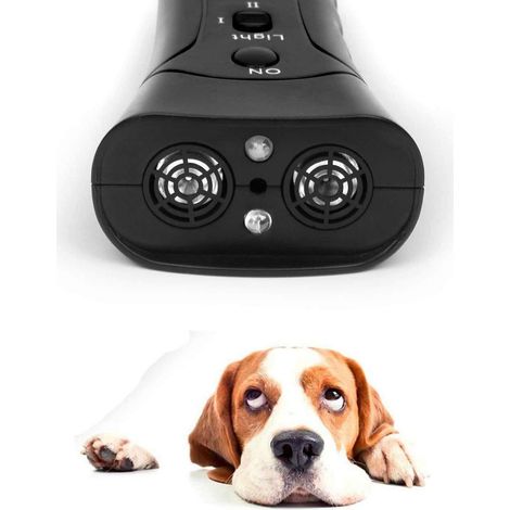 Lampe torche LED très populaire, répulsif à ultrasons à double tête pour chiens, dresseur laser à double haut-parleur pour chiens, dispositif anti-aboiements, répulsif à ultrasons à double tête pour c (1/5)