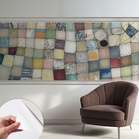 Tapete Selbstklebend - Fototapete mit Motiv - Wandtapete modern - Wandgestaltung Farbenfrohes Mosaik 250x104 cm