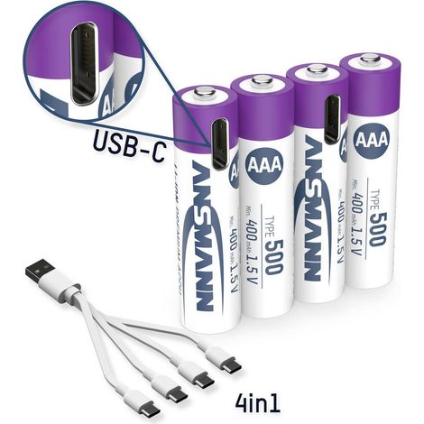 Batterie rechargeable Li-Ion Micro AAA ANSMANN – 3.7V 2600mAh – avec circuit de protection (1/10)