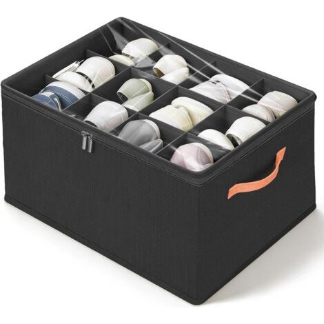 1 Rangement Chaussure Pliable, 12 Paires, Couvercle Transparent, Poignées, Pour Placard Et Entrée (1/5)