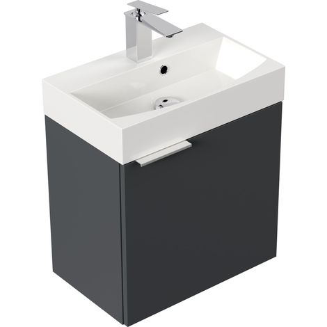 Gäste WC Badmöbel Kubus Slimline 50cm SoftClose grafit