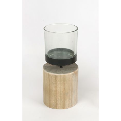 TrendLine Windlicht Holz 19 cm Kerzenhalter