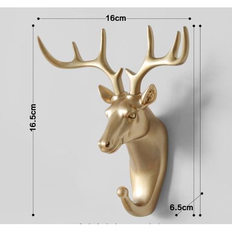 Crochet de tête de cerf monobloc tenture murale décorative crochet invisible multifonction domestique (or)-166.516.5cm