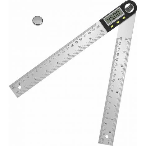 Digitales Winkellineal, 200 mm digitaler Winkelmesser aus Edelstahl mit Nullstellung und Sperrfunktion, LCD-Anzeige, 360°-Winkelmesswerkzeug für Heimwerker,
