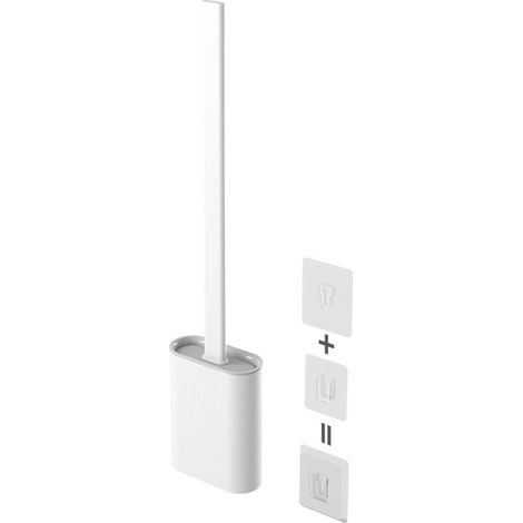 Cepillo de baño y soporte de silicona blanca