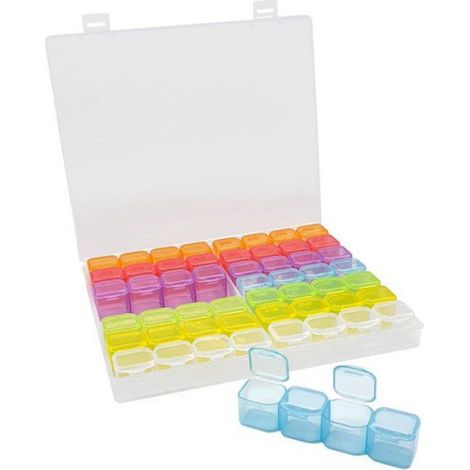 Boite Rangement Diamond Painting - 56 Compartiments Colorés - 21 x 17,5 x 2,6 cm - Pour Loisirs Créatifs