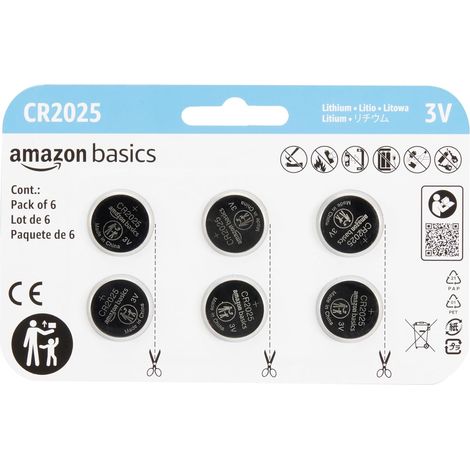 Lot de 6 piles bouton CR2025 au lithium, 3 V, puissance longue durée, sans mercure (1/5)