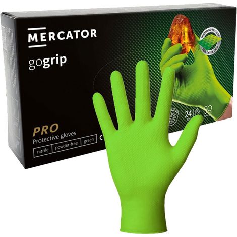 Gants en nitrile verts Mercator Gogrip, taille M, lot de 50. (1/5)