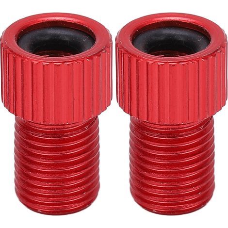 Set mit 2 Presta-zu-Schrader-Adaptern für Fahrradventile, verschleißfest, für Mountainbike-Pumpen (rot). (1/5)