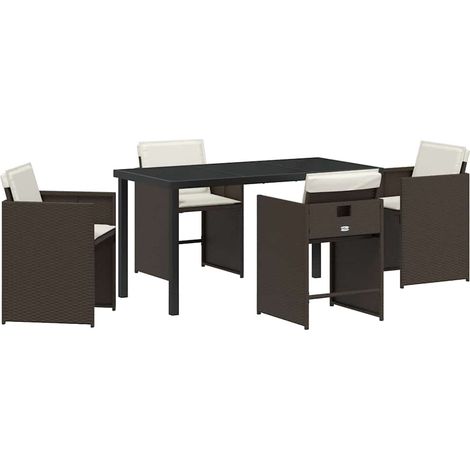 Conjunto de Comedor de Jardín 5 pcs Marrón ratán sintético vidaXL (1/5)