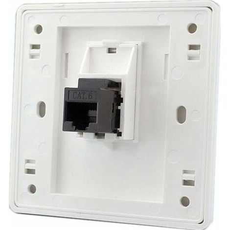 Femelle à femelle CAT6 Gigabit prise murale réseau double passage RJ45 LAN façade Internet prise de courant droite, 86x86mm 1 pcs (1/5)