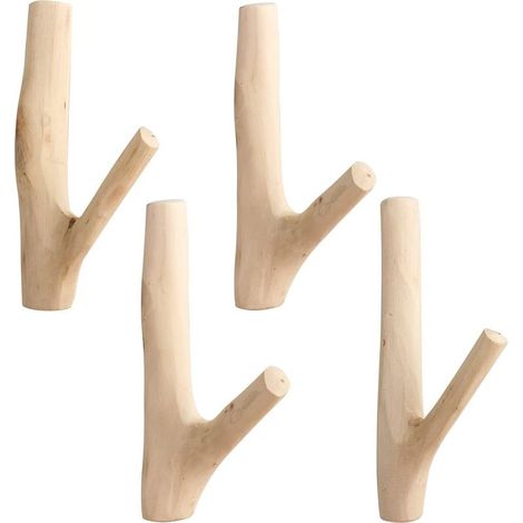A 4 Pieces Natural Wooden Hooks,Wooden Hooks,Cylinder Wall Mounted Coat Hooks Decorative Hooks,Wooden Coat Hooks for Hanging Coats Hats Bags Towels (1/5)
