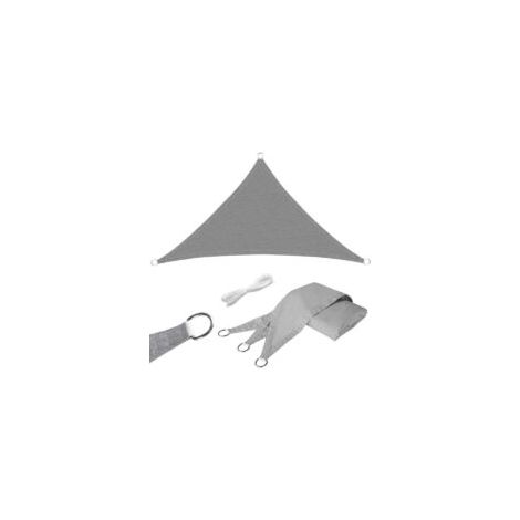 Vela de sombra triangular ZVD, 3,6 x 3,6 x 3,6 m, poliéster Oxford de 180 g/m² y 95 % de protección UV, resistente al desgarro, impermeable, para jardín, balcón, terraza, patio, camping, gris - Crezuo (1/4)