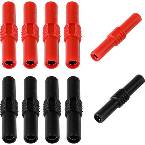 12 pièces isolé Fiche Banane Coupleur 4mm fiche Banane Femelle, Femelle à Femelle fiche Banane,Double Prise Banane pour 4mm Banane Extension Test Électrique Noir et Rouge (1/5)