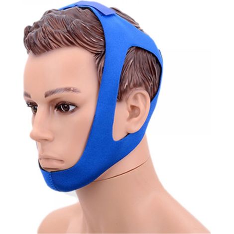 Masque facial triangulaire avec sangle de protection inférieure en forme de V, maintien du menton et sangle de soutien facial triangulaire, bleu, sans bordure