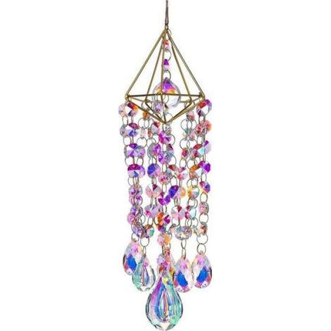Prisme Attrape-Soleil - Cristal K9 Transparent Plaqué Or - Pour Fenêtre Jardin Intérieur Extérieur - 1 Pièce (1/5)