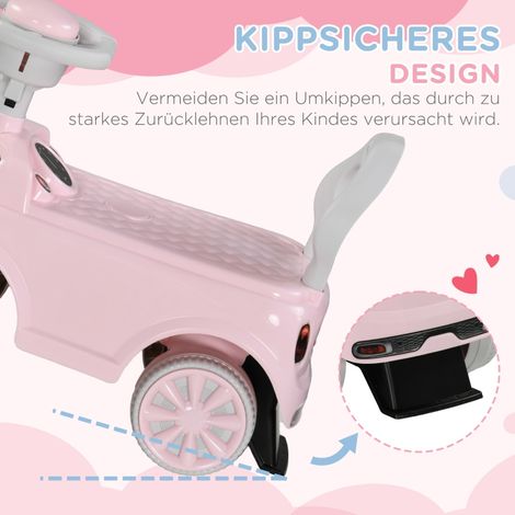 Voiture électrique enfant rose, anti-renversement, klaxon intégré, assise antidérapante, adaptée aux tout-petits 18-36 mois, charge max 25 kg, jouet à batterie. (1/5)