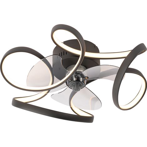 Deckenventilator Schwarz 55cm inkl. LED Dimmbar mit Fernbedienung - Mandy