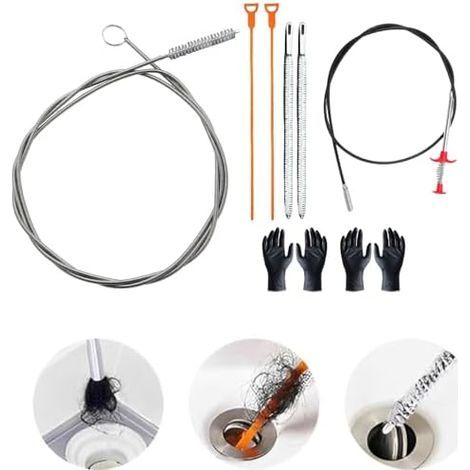 Kit De Débouchage Canalisations En Spirale (7 Pièces) Furet Déboucheur Canalisation WC Evier Professionnel Brosse balles anti stress - (1/5)