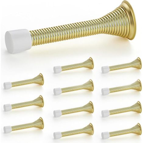 Butées de porte, lot de 12, Or, à ressort, avec butée en caoutchouc, pour le bas de la porte (1/4)