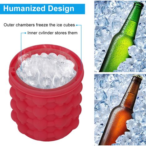 Moule à glaçons en silicone pour refroidir boissons et bières, seau à glace de cuisine, outil de refroidissement, lot de glaçons, réutilisable et flexible. (1/3)