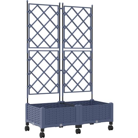 Maison Exclusive - Vaso da giardino con grigliato e ruote 2 pz Grigio PP (1/5)